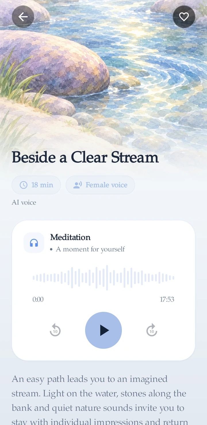 Beside a Clear Stream im Meditationsplayer von Nafuu